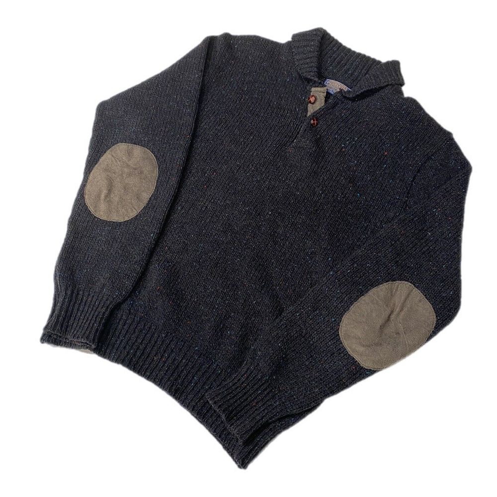 Pendleton Wool Sweater Men's M Navy Henley 2 Button Pullover Virgin USA VTG